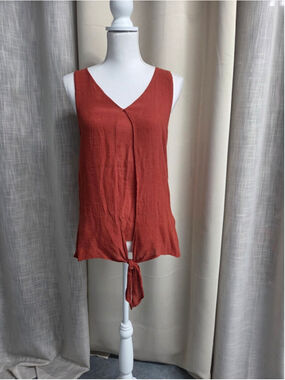 Dept 222 Tie-Front V-Neck Tank Top Rust Summer Festival Size M
